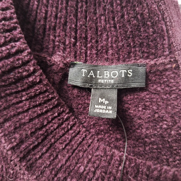 NWT Talbots Petite Medium Burgundy‎ Crew-neck Long Sleeve  Back-Zip Sweater - Picture 9 of 13
